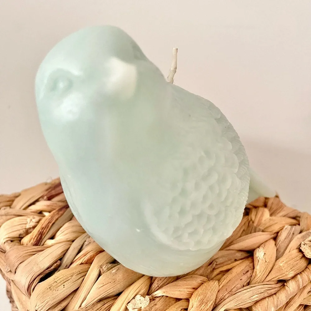 Blue Bird Set Metal and Wax Candle